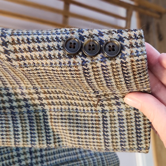Talbots lambswool blazer green grey herringbone size 12P  blazer made in USA - Picture 4 of 13
